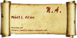 Mádli Alex névjegykártya